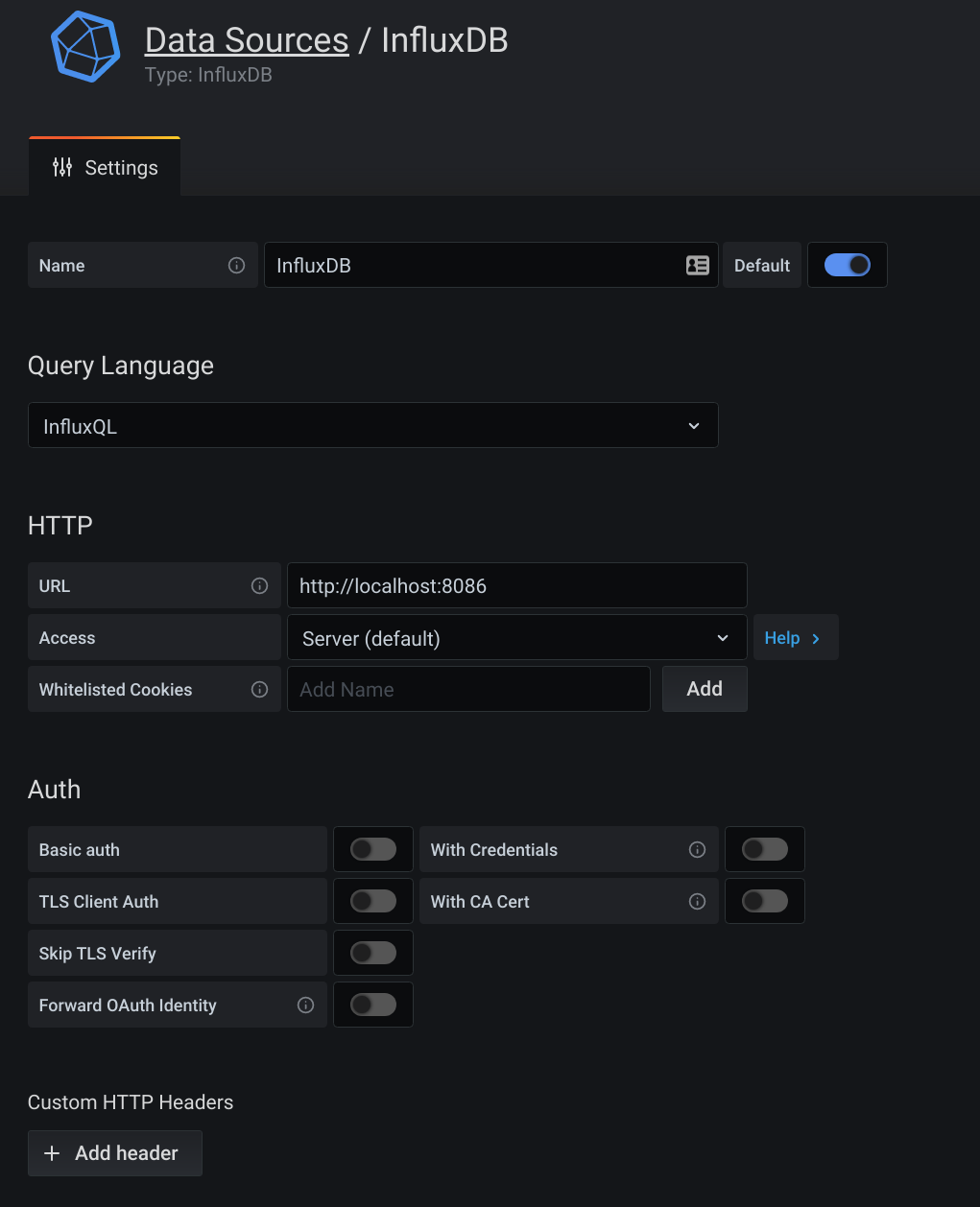 InfluxDB setup